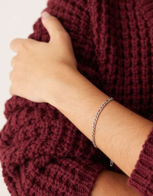 Pulsera plateada fina estilo cadena fígaro de acero inoxidable de Lost Souls