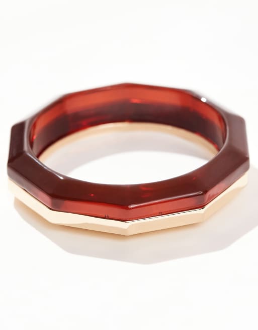 Pulsera rígida de mezcla de resina con detalles dorados de edición limitada de ASOS DESIGN Curve