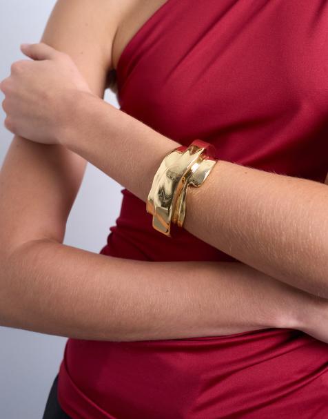 Pulsera rígida dorada asimétrica Brena de Topshop - view 1
