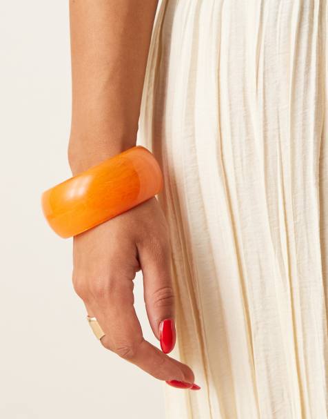 Pulsera rígida naranja luminoso gruesa sin cierres de resina de ASOS DESIGN - view 1