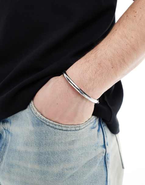Pulsera rígida plateada de ASOS DESIGN - view 1