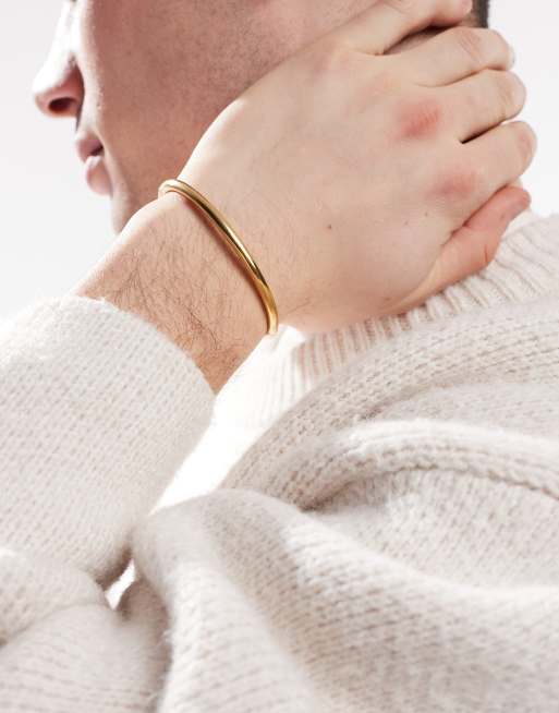 Pulsera rígida redondeada minimalista chapada en oro de 18 quilates de Lost Souls