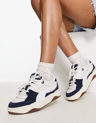 Puma 180 trainers in white and navy - ASOS Price Checker