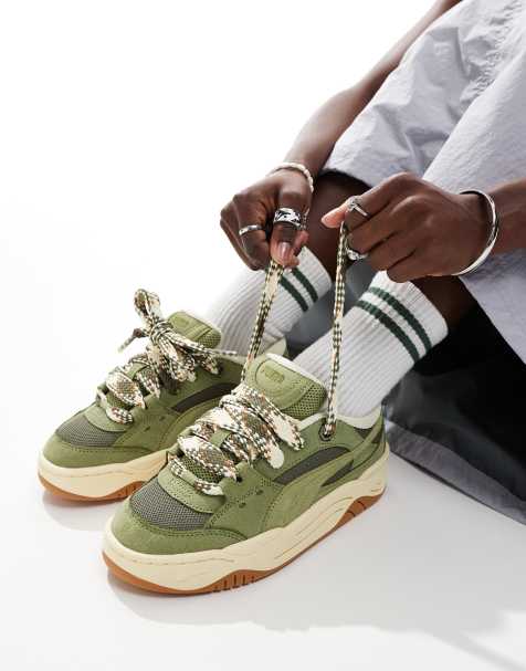 Puma 180 chunky lace trainers in green - view 1