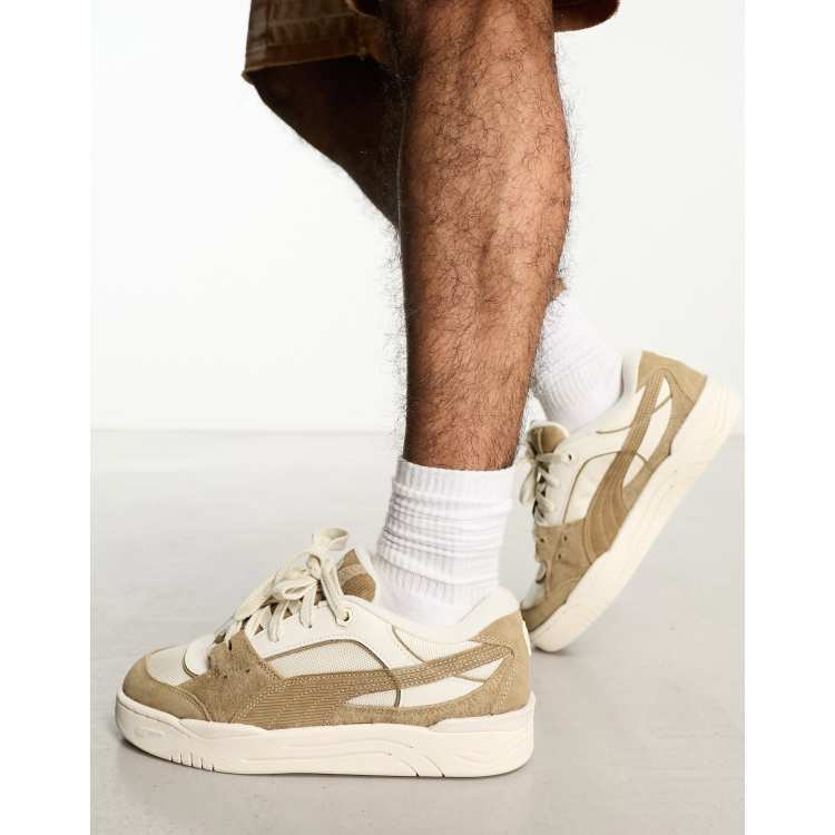 PUMA-180 corduroy sneakers in white and brown