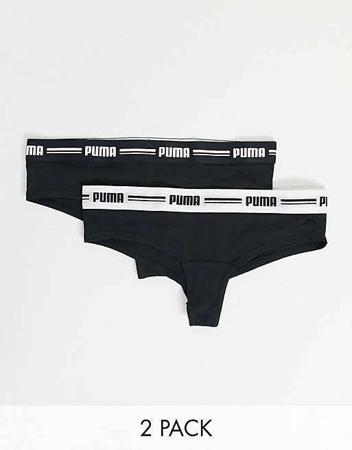Puma 2 pack logo banded brazilian thongs in black