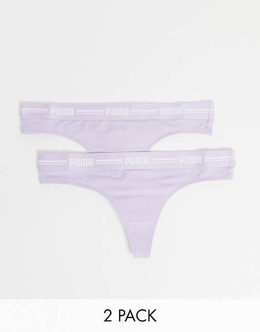 Puma 2 pack logo banded thongs in lilac
