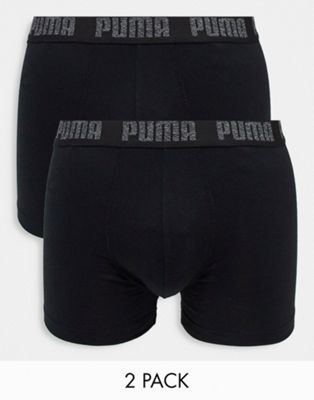 Puma 2 pack logo boxers in all black