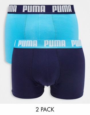 Puma 2 pack logo boxers in blue/navy