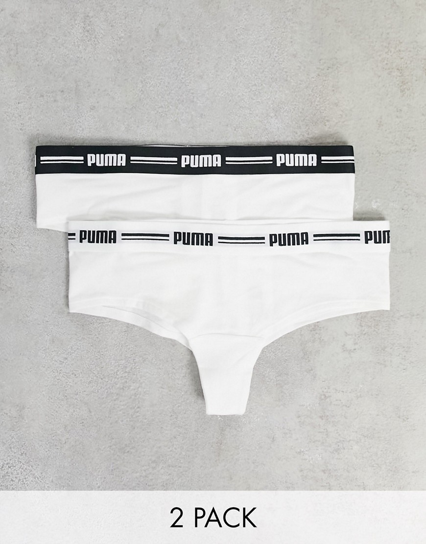 Puma 2 pack logo brazilian briefs in white