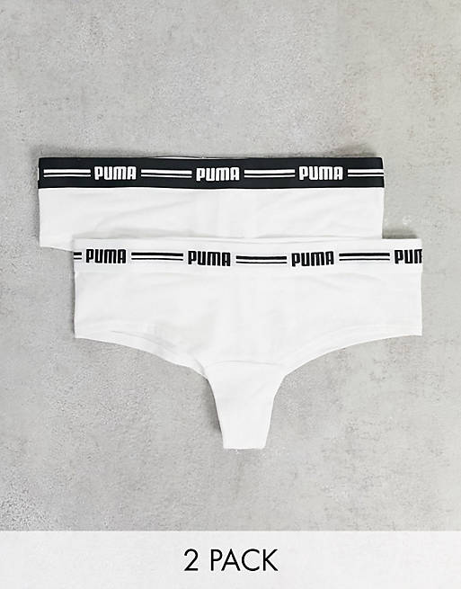 Puma 2 pack logo brazilian briefs in white