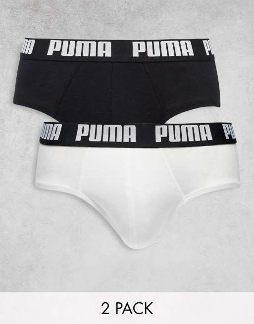 Puma 2 pack logo briefs in black/white | ASOS