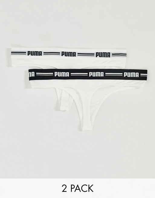 Puma 2 pack logo thongs in white