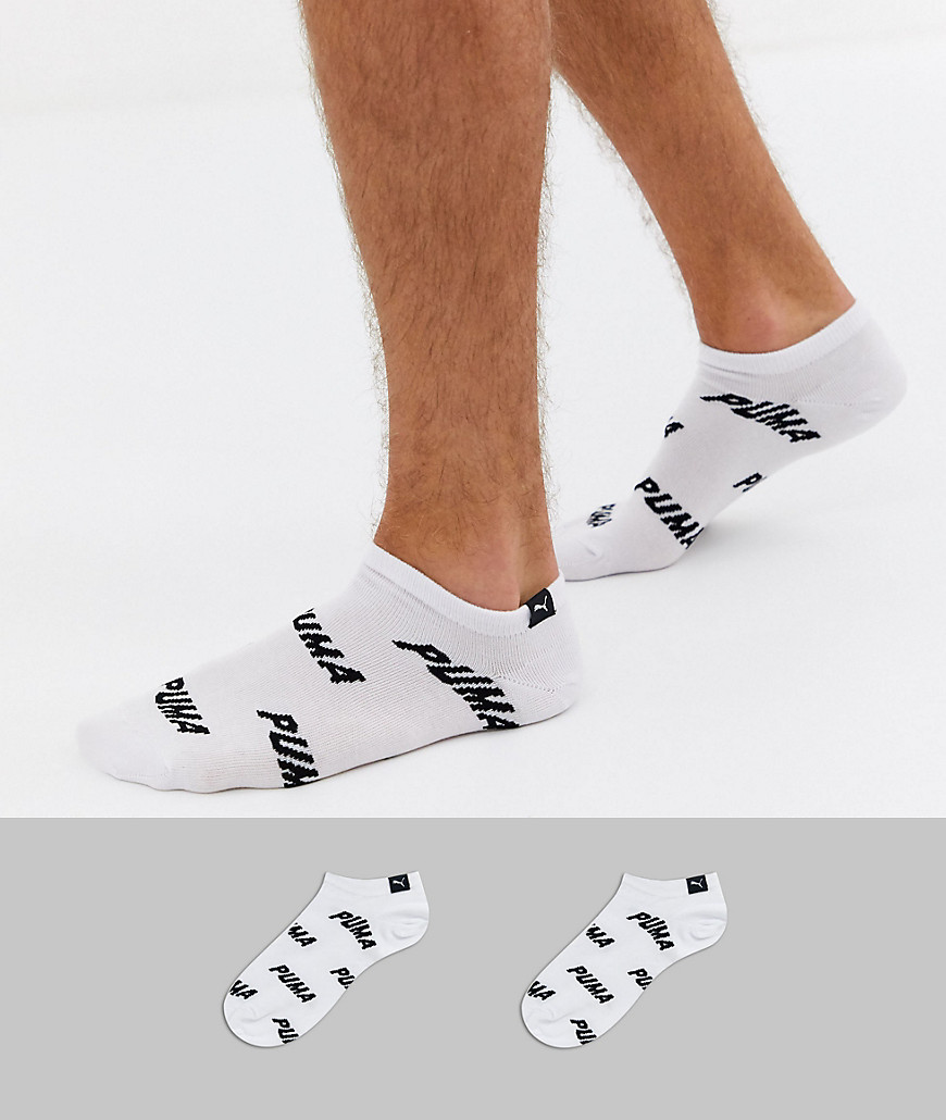 Puma 2 pack logo trainer socks in white