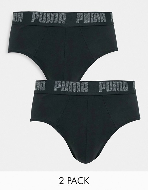 Puma 2 pack logo waistband briefs in black