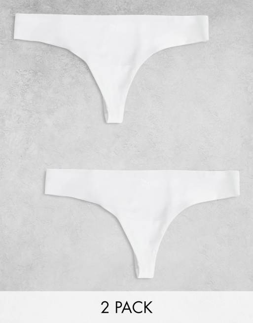 Puma 2 pack seamless thongs in white