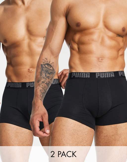 Puma – 2er-Pack Boxershorts mit Logobund in Schwarz/Grau