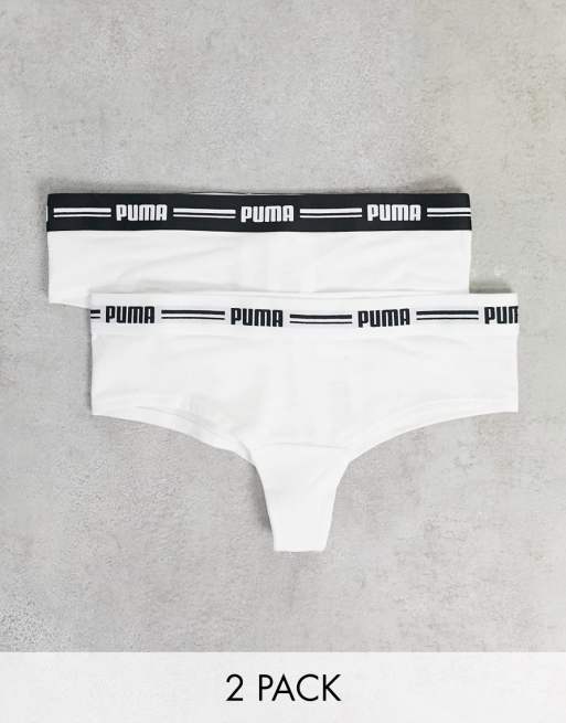 PUMA – 2er-Pack brasilianische Slips in Weiß mit Logo