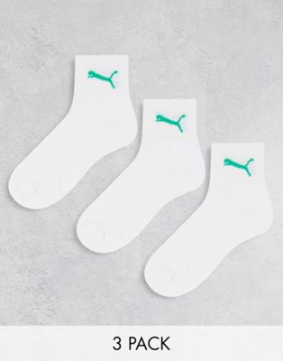 Puma 3 pack crew socks in white and acid green - ASOS Price Checker