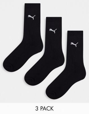 Puma 3 pack logo socks in black