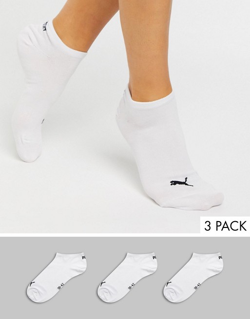 Puma 3 pack no show trainer socks in white