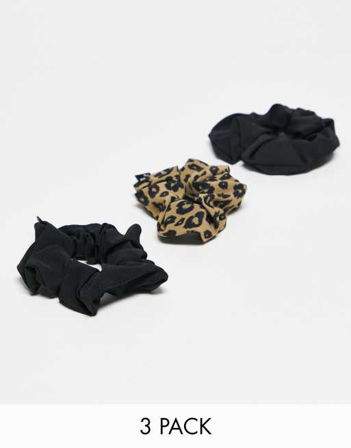 PUMA 3 pack of scrunchies in black and leopard