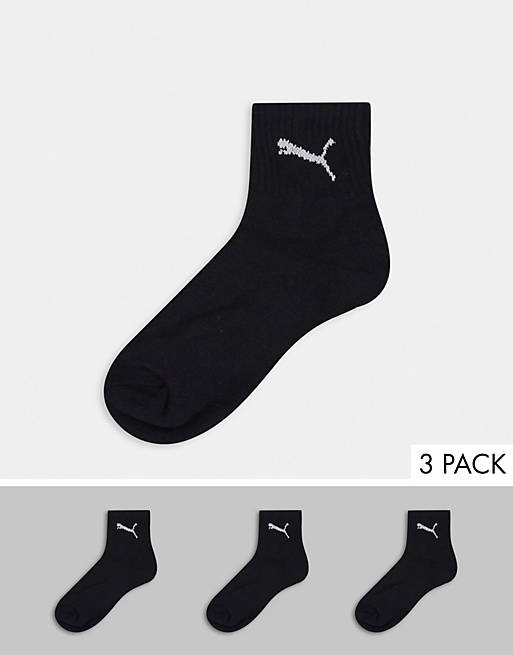 Puma 3 pack quarter socks in black