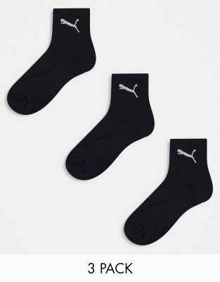 Puma 3 pack quarter socks in black