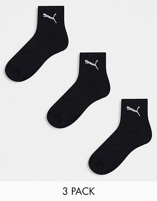 PUMA 3-pack quarter socks in black