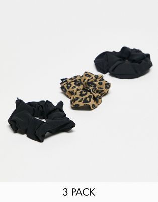 Puma 3 pack scrunchies in black and leopard - ASOS Price Checker