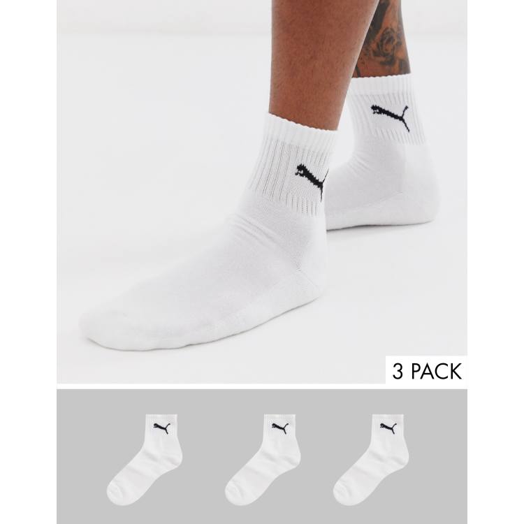 Puma 3 pack short quarter socks in white