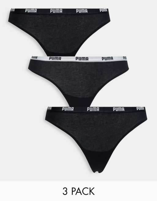 Puma 3 pack thongs in black ASOS