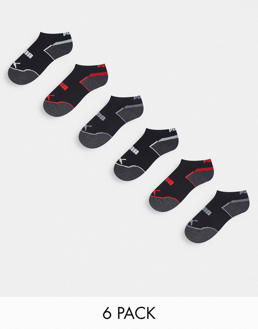 Puma 6-pack ankle cut socks in black and red
