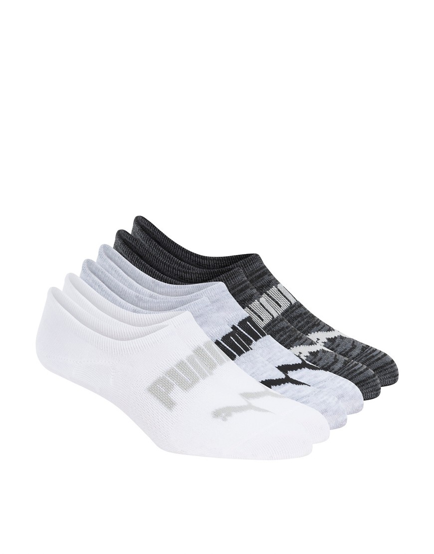 Puma 6-pack liner socks in white, gray and black