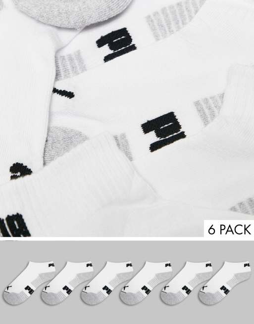 PUMA 6 pack quarter crew socks in white ASOS