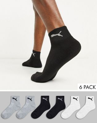 Puma 6 pack quarter socks in black 