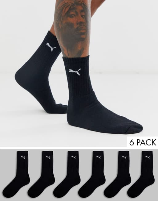 Puma 6 pack regular crew socks in black