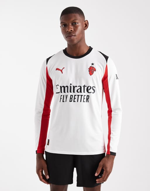 Puma Ac milan 25/26 long sleeve away jersey in puma white-for all time red