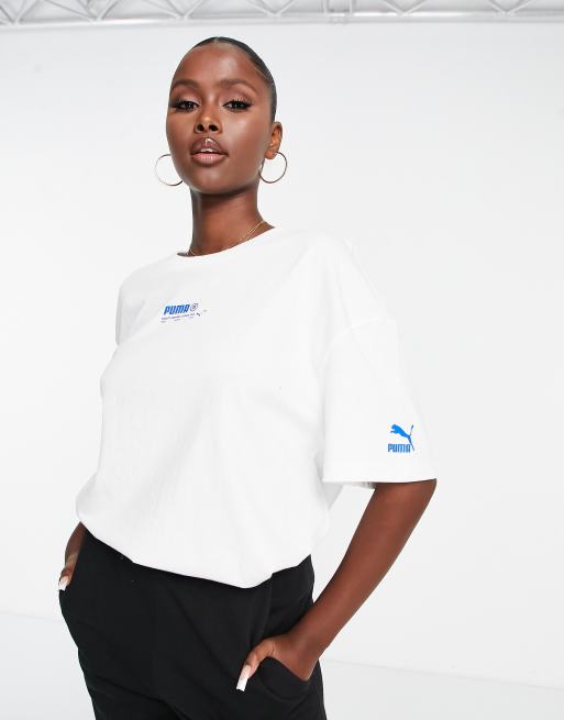 PUMA – Acid Bright – Biało-zielony T-shirt oversize, tylko w ASOS