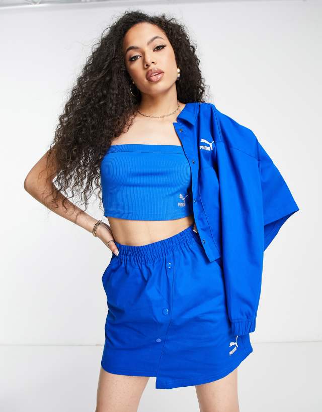 PUMA acid bright button skirt in blue - exclusive to ASOS