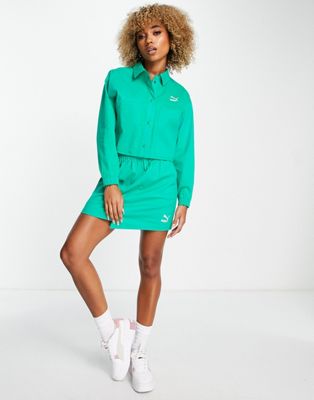 Puma acid bright button skirt in green - exclusive to ASOS