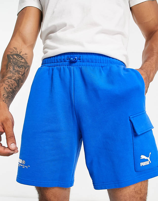 Puma - acid bright cargo shorts in blue - exclusive to asos