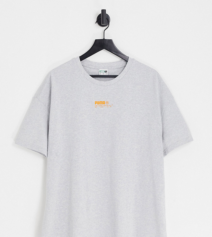 Puma acid bright oversized t-shirt in gray and orange - exclusive to ASOS