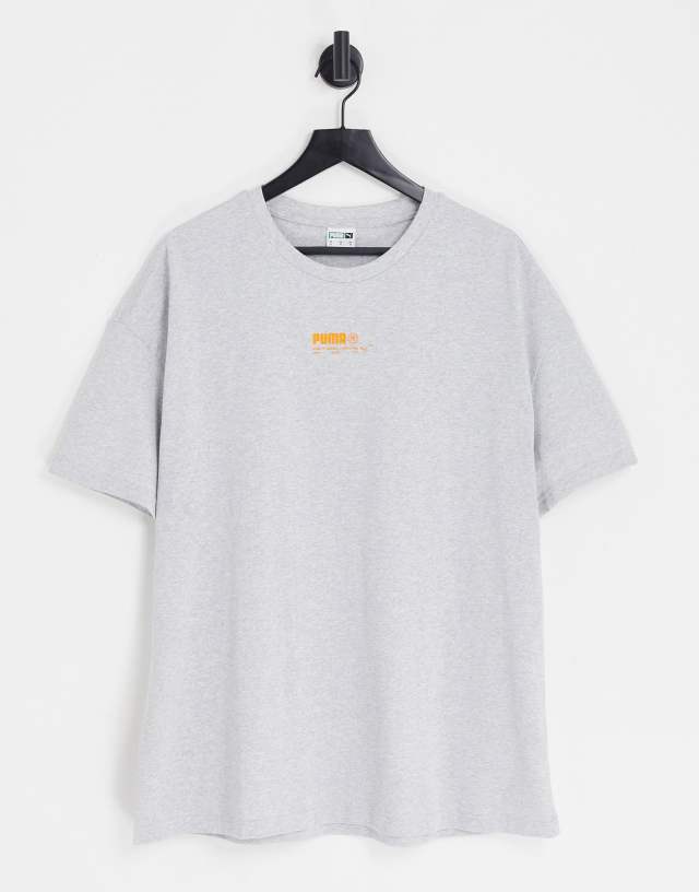 Puma acid bright oversized t-shirt in gray and orange - exclusive to ASOS