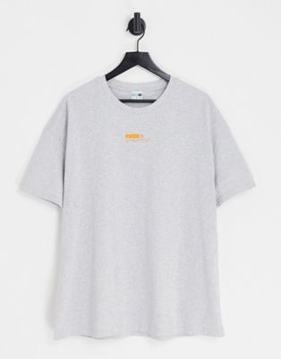 Puma acid bright oversized t-shirt in grey and orange - exclusive to ASOS
