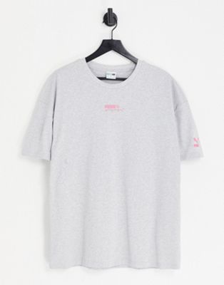 Puma acid bright oversized t-shirt in grey and pink - exclusive to ASOS