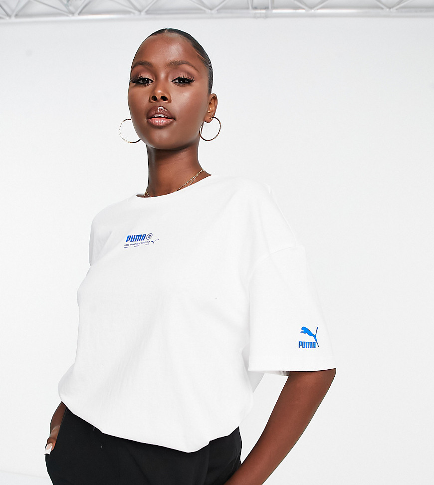 Puma acid bright oversized t-shirt in white and blue - exclusive to ASOS