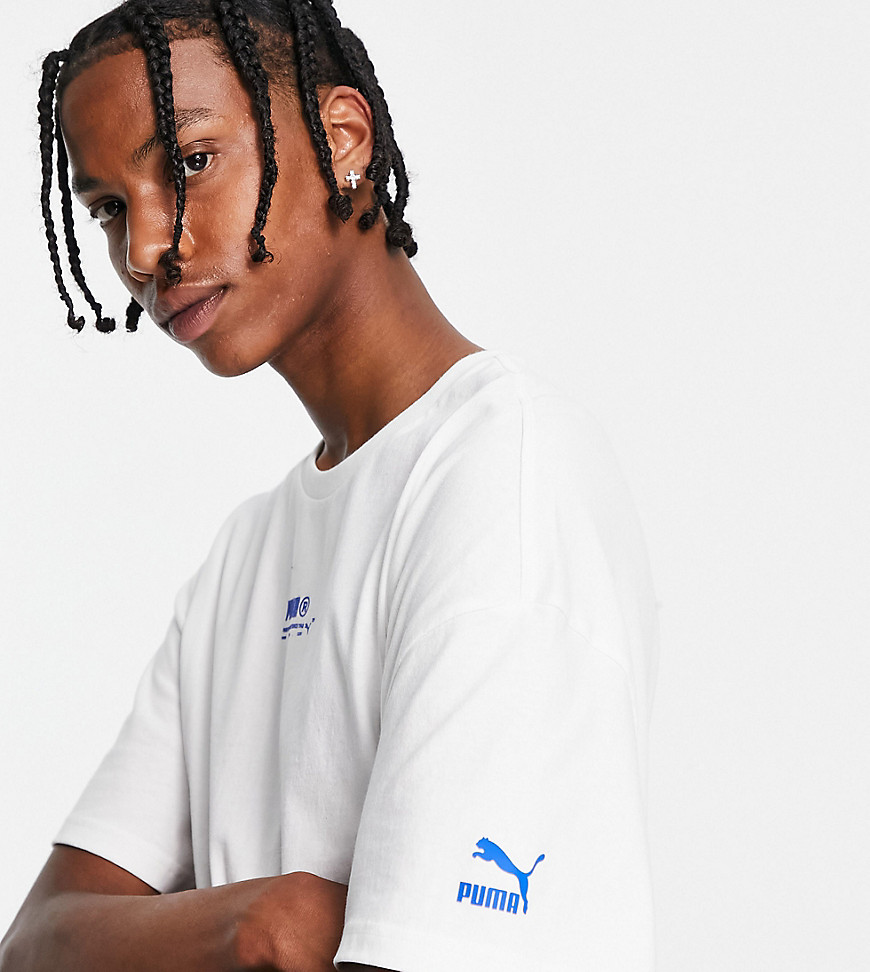 Puma acid bright oversized t-shirt in white and blue - exclusive to ASOS