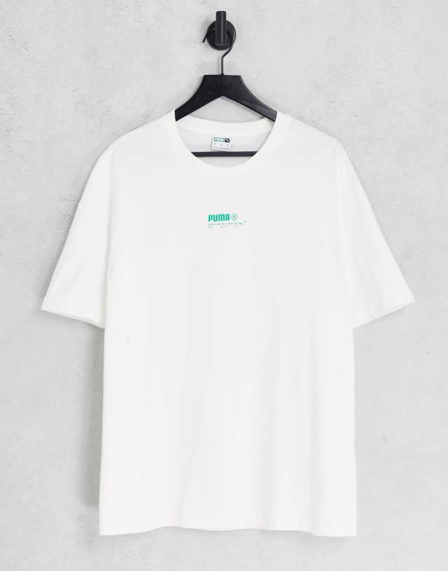 Puma acid bright oversized t-shirt in white and green - exclusive to ASOS