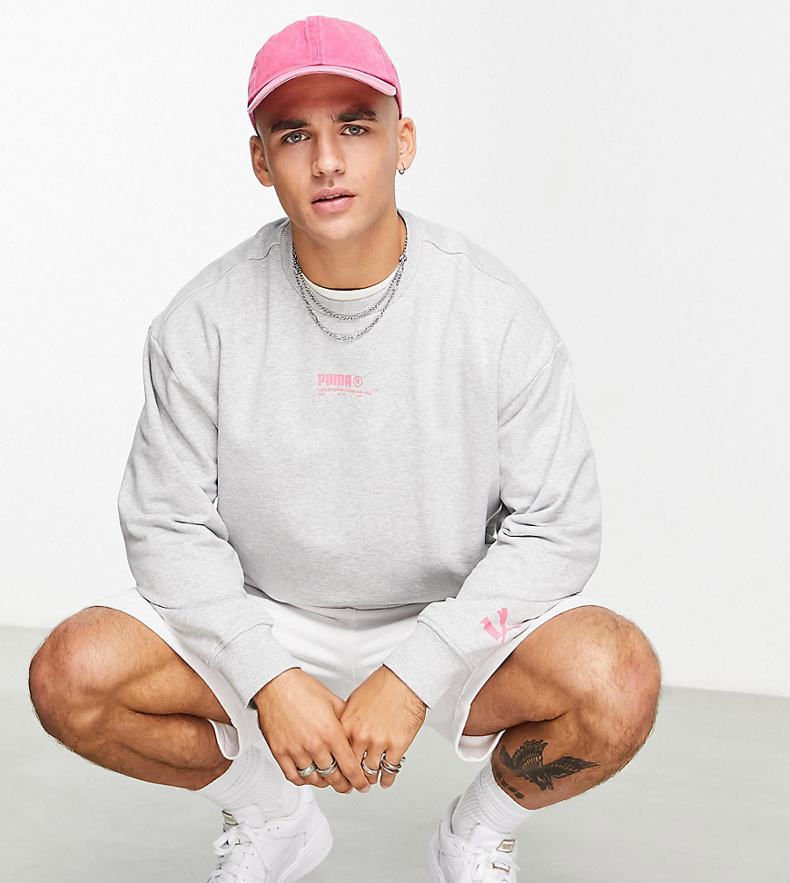 Puma acid bright sweatshirt in gray and pink - exclusive to ASOS